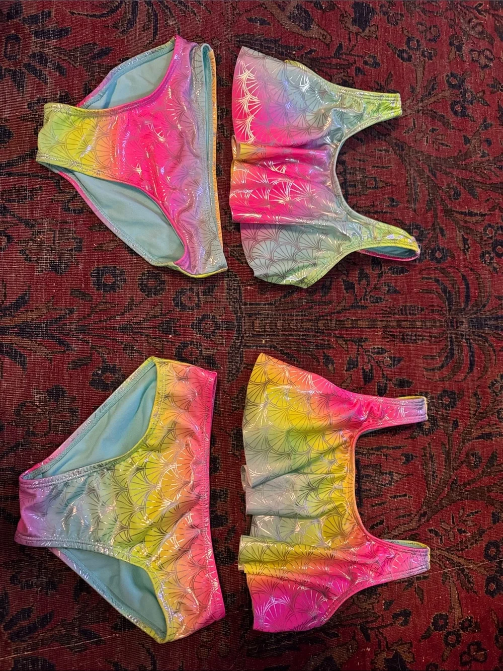 Girls Rainbow tie dye Bikini Sets X2